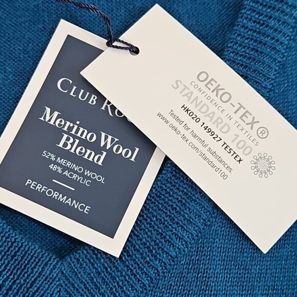 Club Room Merino Blend Oeko-Tex V-Neck Sweater Men's XXL Majestic Teal NWT NEW - Picture 6 of 16